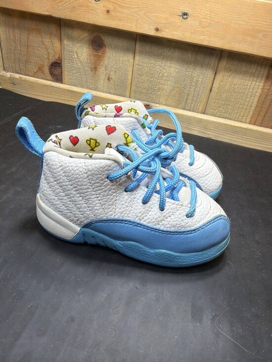 Nike Air Jordan Other - Nike Air Jordan 12 Retro Emoji White Blue Toddler Shoes 7C DQ4367-114
